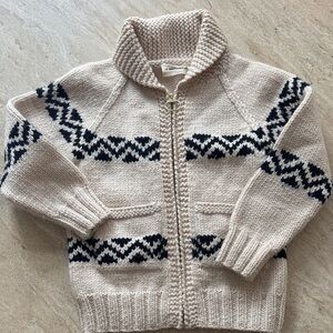 Misha & Puff Berkshires Zip Cardigan in Cream & Blue, size 8